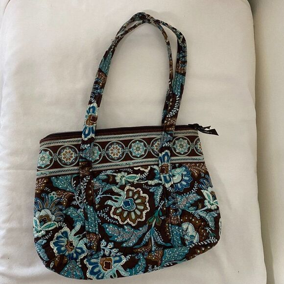 Vera Bradley Betsy Java Blue Boho Floral Cotton Womens Bag - Picture 2 of 6
